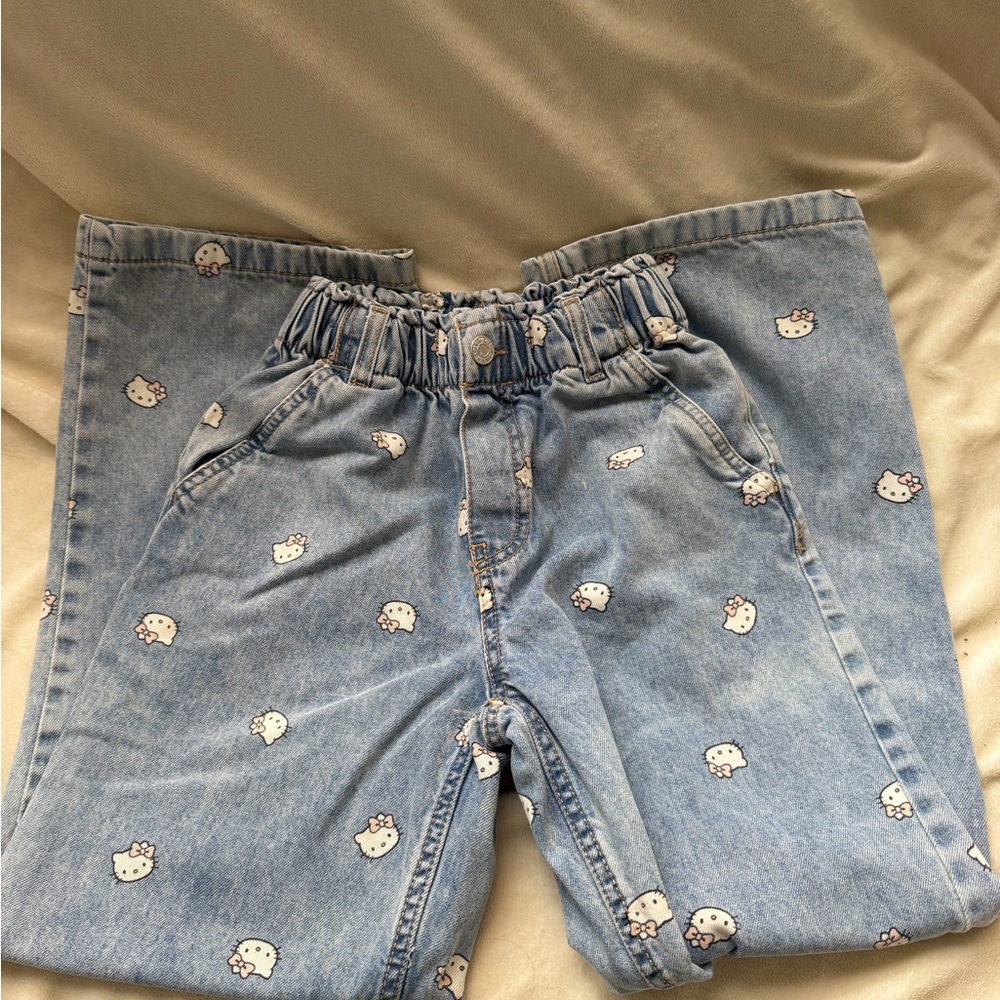 H&M Denim Wide Leg Pants Hello Kitty